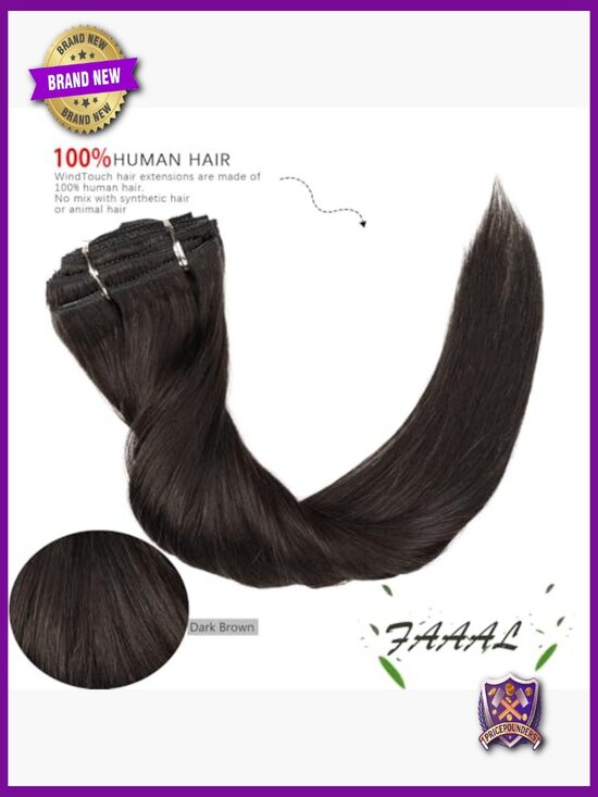 Clip In Human Hair Extensions 18 inch Full Head 150g Dark Brown Double Weft